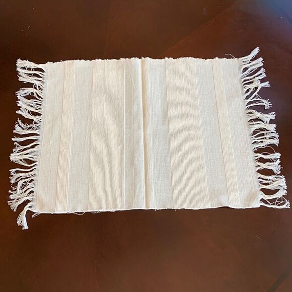 Set of 6 Cream Fringe Dining Table Placemats Coastal Beach Boho - Picture 1 of 7